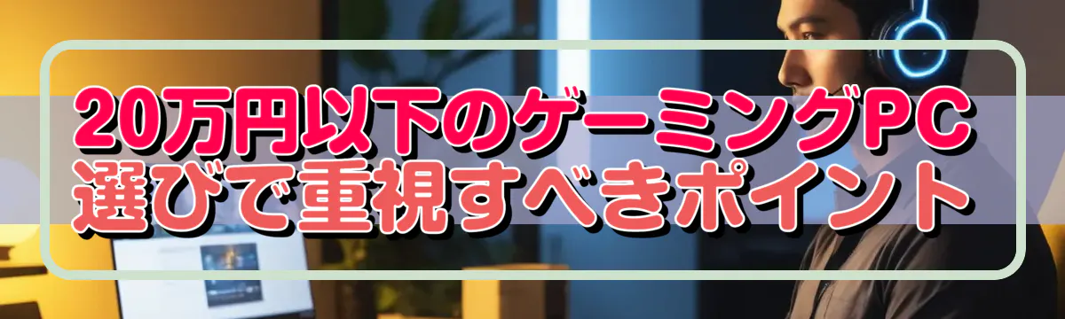 20万円以下のゲーミングPC選びで重視すべきポイント